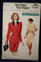 7298 EZ VOG SS-LS 2 BREASTED BACK BELT DRESS PATTERN 14-18
